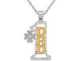 14K Yellow and White Gold  #1 DAD Charm Pendant Necklace with Chain